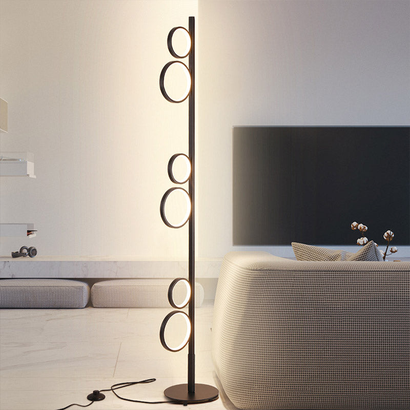Sphere Shape Stand Up Lamp Nordic Acrylic Black/White/Gold LED Floor Lighting in Warm/White Light Clearhalo 'Floor Lamps' 'Lamps' Lighting' 983504