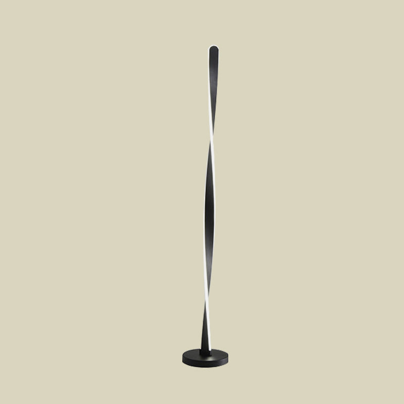 Acrylic Twisted Stick Floor Lighting Simplicity Black/White LED Stand Up Lamp with Spiral Design in Warm/White Light Clearhalo 'Floor Lamps' 'Lamps' Lighting' 983553