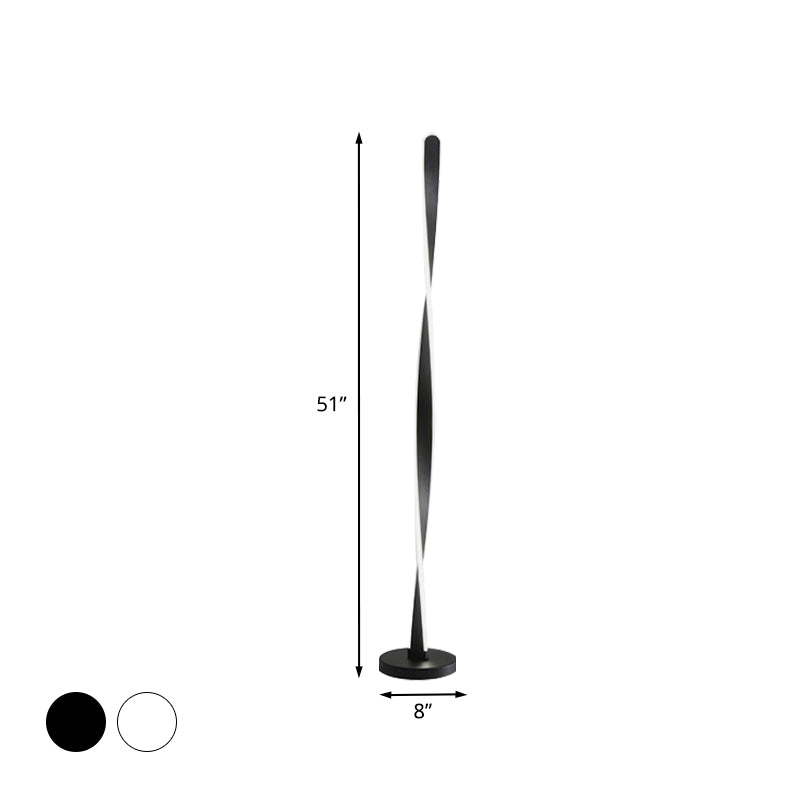 Acrylic Twisted Stick Floor Lighting Simplicity Black/White LED Stand Up Lamp with Spiral Design in Warm/White Light Clearhalo 'Floor Lamps' 'Lamps' Lighting' 983554
