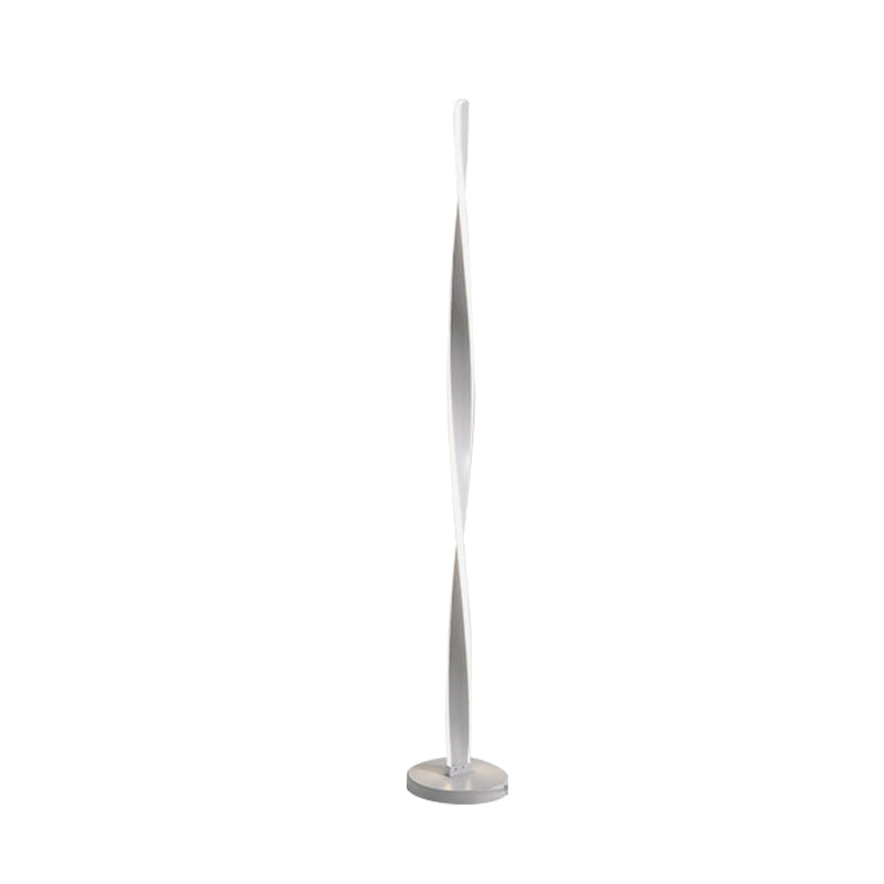 Acrylic Twisted Stick Floor Lighting Simplicity Black/White LED Stand Up Lamp with Spiral Design in Warm/White Light Clearhalo 'Floor Lamps' 'Lamps' Lighting' 983558