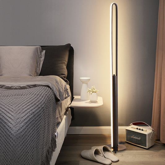 Acrylic Tubular Reading Floor Lighting Minimalist Black/White/Gold LED Standing Lamp in Warm/White Light Black Clearhalo 'Floor Lamps' 'Lamps' Lighting' 983579