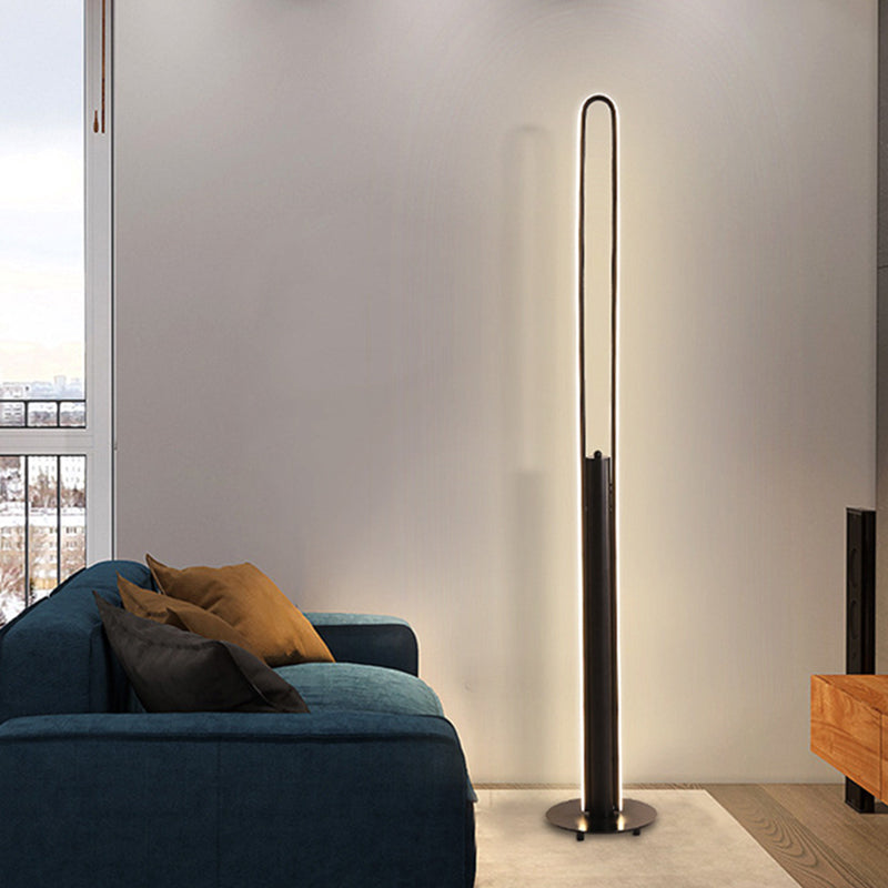 Acrylic Tubular Reading Floor Lighting Minimalist Black/White/Gold LED Standing Lamp in Warm/White Light Clearhalo 'Floor Lamps' 'Lamps' Lighting' 983580