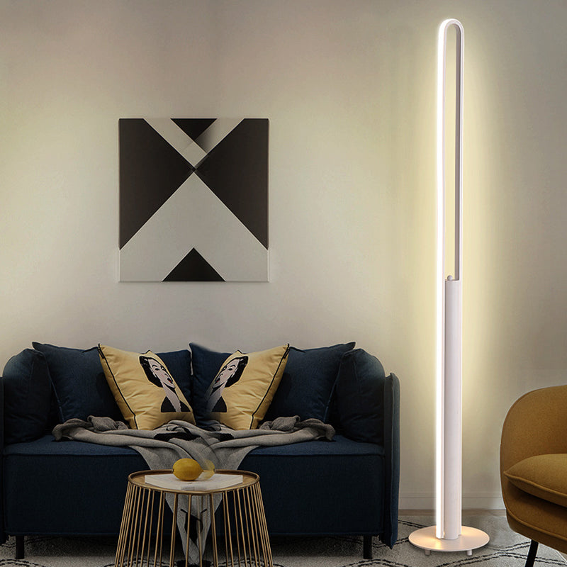 Acrylic Tubular Reading Floor Lighting Minimalist Black/White/Gold LED Standing Lamp in Warm/White Light Clearhalo 'Floor Lamps' 'Lamps' Lighting' 983584