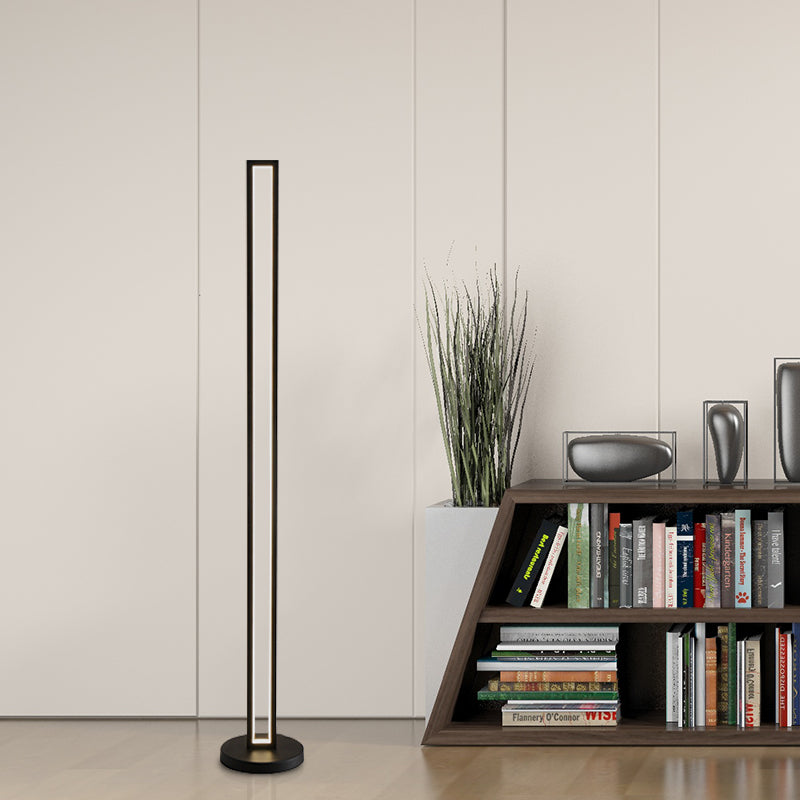 Rectangle Frame Stand Up Lamp Contemporary Metallic Black/White LED Floor Reading Lighting in Warm/White Light Clearhalo 'Floor Lamps' 'Lamps' Lighting' 983592