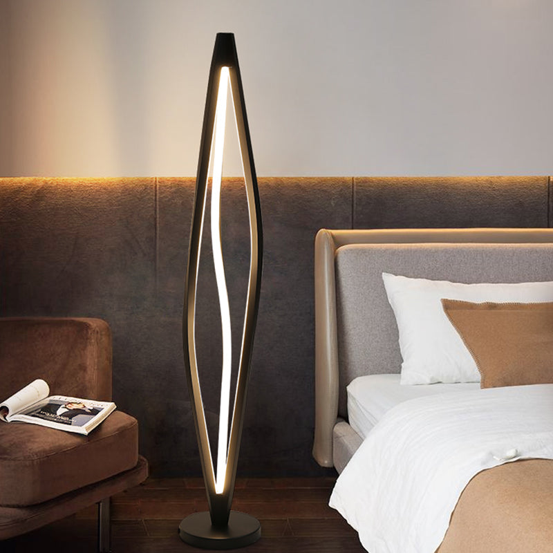 Nordic Geometrical Reading Floor Lighting Acrylic LED Bedside Standing Light in Black/White Clearhalo 'Floor Lamps' 'Lamps' Lighting' 983600