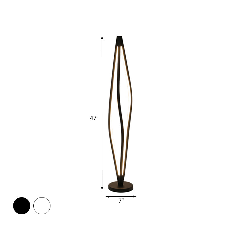 Nordic Geometrical Reading Floor Lighting Acrylic LED Bedside Standing Light in Black/White Clearhalo 'Floor Lamps' 'Lamps' Lighting' 983602