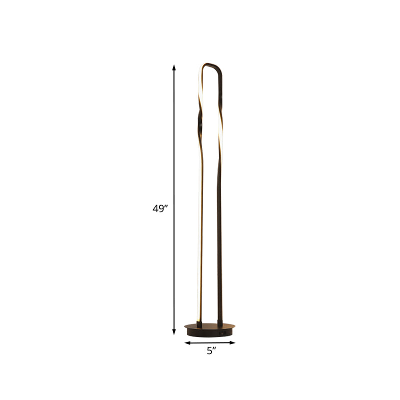 Black Rectangle Frame Floor Reading Lighting Contemporary LED Metal Stand Up Lamp in Warm/White/Natural Light Clearhalo 'Floor Lamps' 'Lamps' Lighting' 983626