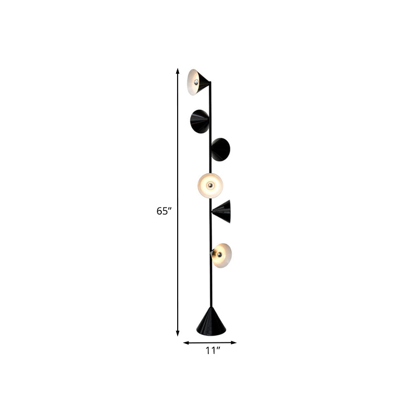 Metal Tapered Standing Lamp Contemporary 6-Bulb Black Reading Floor Light for Living Room Clearhalo 'Floor Lamps' 'Lamps' Lighting' 983670