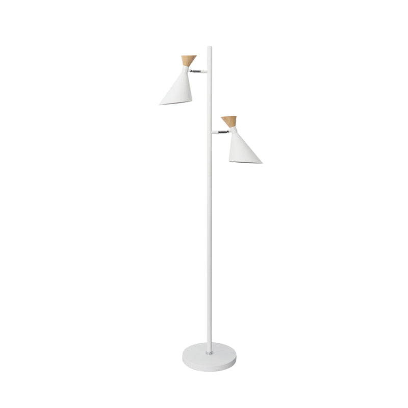 Nordic Flaring Floor Reading Light Metallic 2/3 Heads Study Room Stand Up Lamp in White Clearhalo 'Floor Lamps' 'Lamps' Lighting' 983672