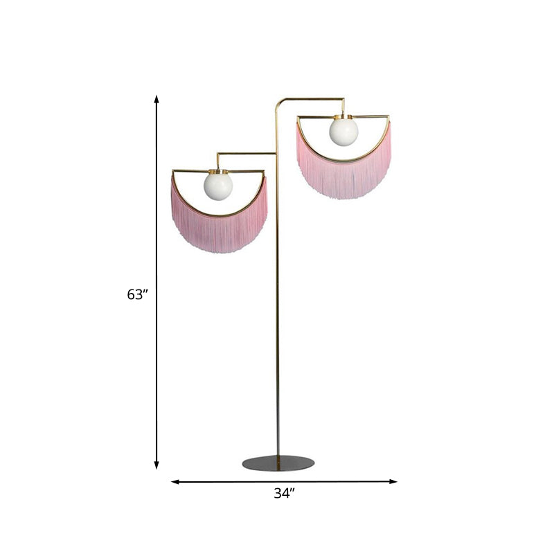 Pink Sun and Moon Reading Floor Light Simplicity 2 Bulbs Metal Stand Up Lamp for Bedroom Clearhalo 'Floor Lamps' 'Lamps' Lighting' 983692