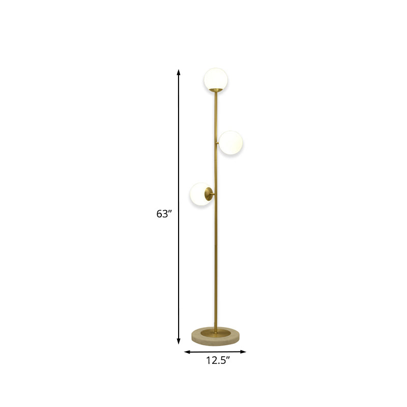 Glass Spherical Floor Reading Lamp Simplicity LED Brass Stand Up Lighting for Living Room Clearhalo 'Floor Lamps' 'Lamps' Lighting' 983712