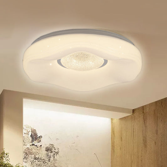 Modernism LED Flush Lighting with Acrylic Shade White Flower Flush Mount in White/Warm Light, 15"/19" Wide White Clearhalo 'Ceiling Lights' 'Close To Ceiling Lights' 'Close to ceiling' 'Flush mount' Lighting' 984221