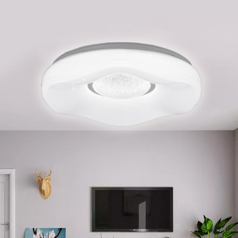 Modernism LED Flush Lighting with Acrylic Shade White Flower Flush Mount in White/Warm Light, 15"/19" Wide Clearhalo 'Ceiling Lights' 'Close To Ceiling Lights' 'Close to ceiling' 'Flush mount' Lighting' 984222