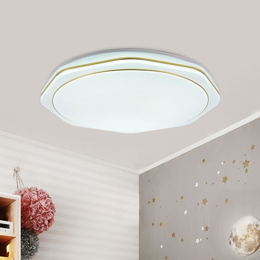 White Geometry Ceiling Mounted Lamp Modern 16"/19.5" W LED Acrylic Flushmount Lighting for Bedroom Clearhalo 'Ceiling Lights' 'Close To Ceiling Lights' 'Close to ceiling' 'Flush mount' Lighting' 984228