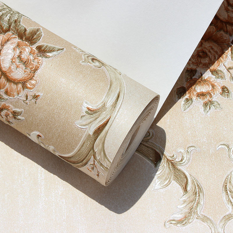 Elegant Damask Design Wallpaper Roll for Guest Room Decor, Light Color, 33'L x 20.5"W Clearhalo 'Vintage wall decor' 'Vintage' 'Wallpaper' Wall Decor' 984515