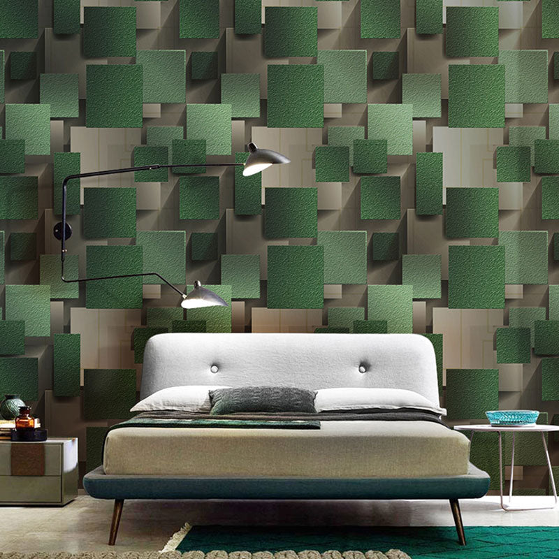 3D Print Cube Wall Covering for Meeting Room Decor Nordic Wallpaper Roll, 33' by 20.5" Blackish Green Clearhalo 'Wall Decor' 'Wallpaper' 984908