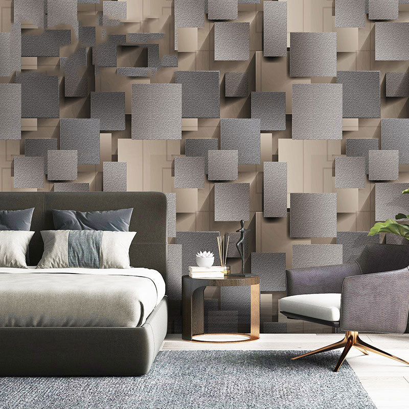 3D Print Cube Wall Covering for Meeting Room Decor Nordic Wallpaper Roll, 33' by 20.5" Dark Gray Clearhalo 'Wall Decor' 'Wallpaper' 984912