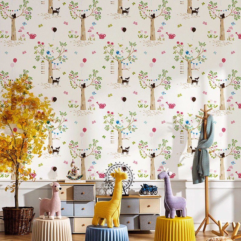 33' x 20.5" Simplicity Wallpaper Roll for Girl's Bedroom with Floral Design in Natural Color Beige Clearhalo 'Wall Decor' 'Wallpaper' 984986