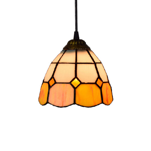 Orange Dome Mini Drop Pendant Tiffany 1 Head Multicolored Stained Glass Hanging Lamp Orange Clearhalo 'Ceiling Lights' 'Industrial' 'Middle Century Pendants' 'Pendant Lights' 'Pendants' 'Tiffany close to ceiling' 'Tiffany Pendants' 'Tiffany' Lighting' 98524