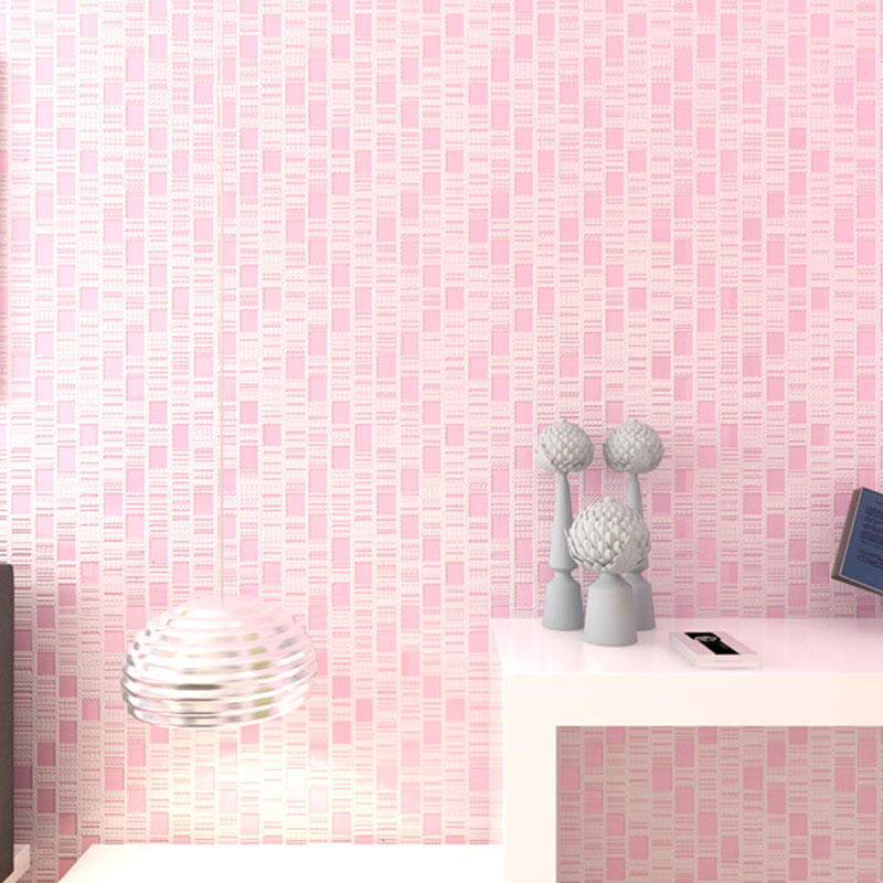 Stain-Resistant Mosaic Tile Wall Covering Non-Woven Fabric Wallpaper for Accent Wall, Non-Pasted Pink Clearhalo 'Wall Decor' 'Wallpaper' 986556