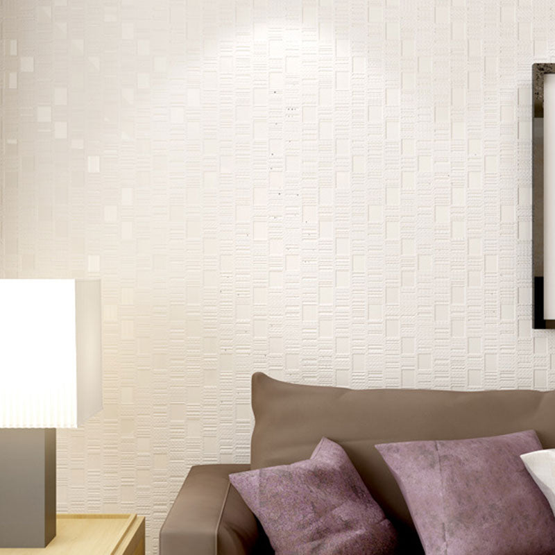 Stain-Resistant Mosaic Tile Wall Covering Non-Woven Fabric Wallpaper for Accent Wall, Non-Pasted White Clearhalo 'Wall Decor' 'Wallpaper' 986566