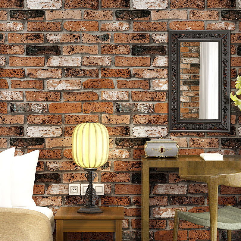 Waterproofing Brick Effect Wallpaper Non-Woven Material Original Wall Art for Accent Wall Brown Clearhalo 'Industrial wall decor' 'Industrial' 'Wallpaper' Wall Decor' 986606