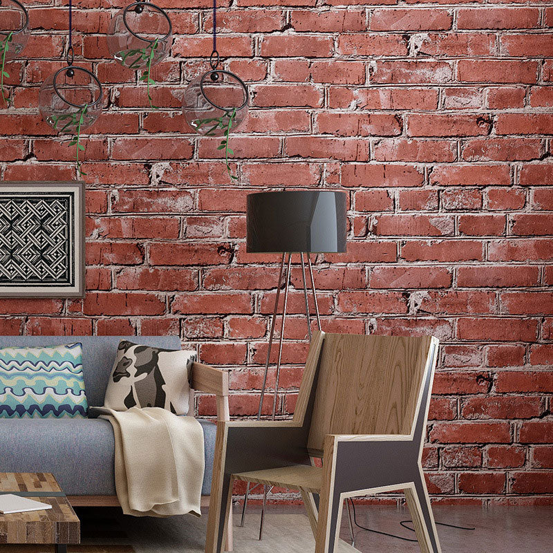 Photography Vintage Wallpaper Roll for Fireplace with Brick Effect in Natural Color, Non-Pasted, 57.1 sq ft. Brick Red Clearhalo 'Industrial wall decor' 'Industrial' 'Wallpaper' Wall Decor' 986714