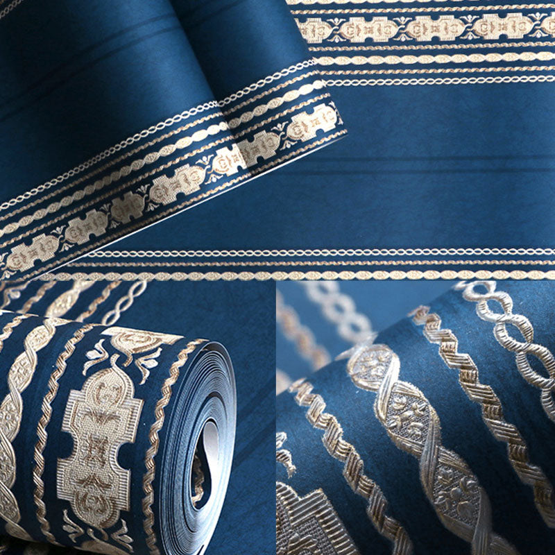 Dark Blue Stripe Fabric, Wallpaper and Home Decor