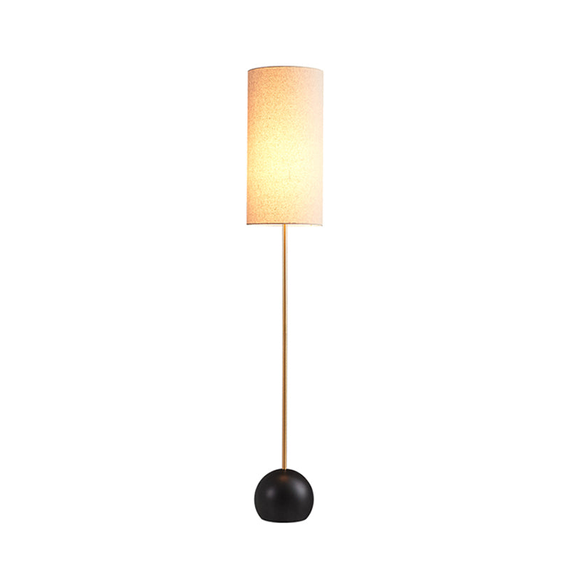 1-Light Living Room Standing Floor Lamp Minimalism Flaxen/Beige Stand Up Light with Cylindrical Fabric Shade Clearhalo 'Floor Lamps' 'Lamps' Lighting' 987693