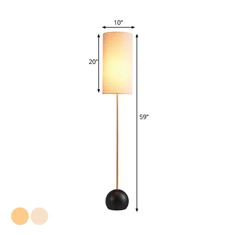 1-Light Living Room Standing Floor Lamp Minimalism Flaxen/Beige Stand Up Light with Cylindrical Fabric Shade Clearhalo 'Floor Lamps' 'Lamps' Lighting' 987694