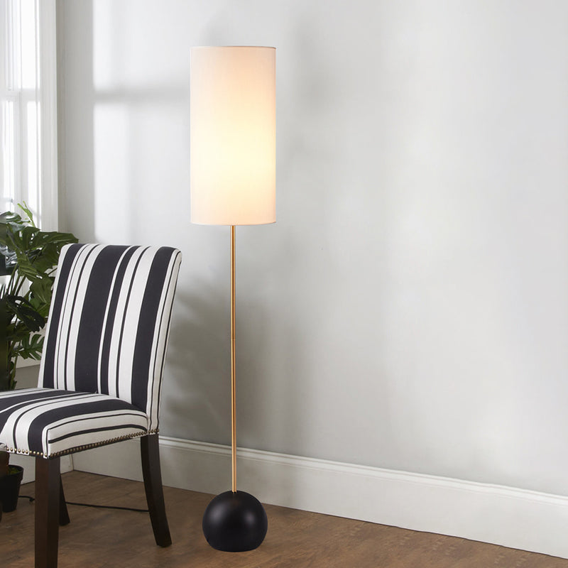 1-Light Living Room Standing Floor Lamp Minimalism Flaxen/Beige Stand Up Light with Cylindrical Fabric Shade Clearhalo 'Floor Lamps' 'Lamps' Lighting' 987696