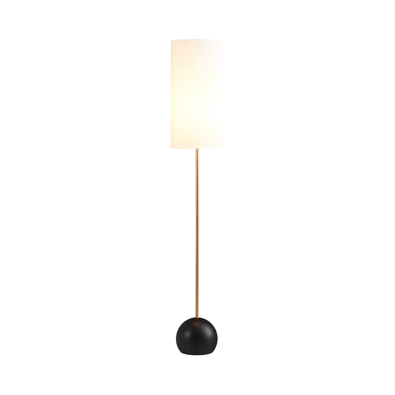 1-Light Living Room Standing Floor Lamp Minimalism Flaxen/Beige Stand Up Light with Cylindrical Fabric Shade Clearhalo 'Floor Lamps' 'Lamps' Lighting' 987698