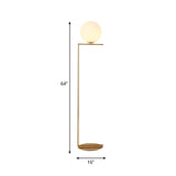 Spherical Floor Lamp Modern Frosted Glass 1 Light Gold Finish Floor Lighting with Right Angle Arm Clearhalo 'Floor Lamps' 'Lamps' Lighting' 987746