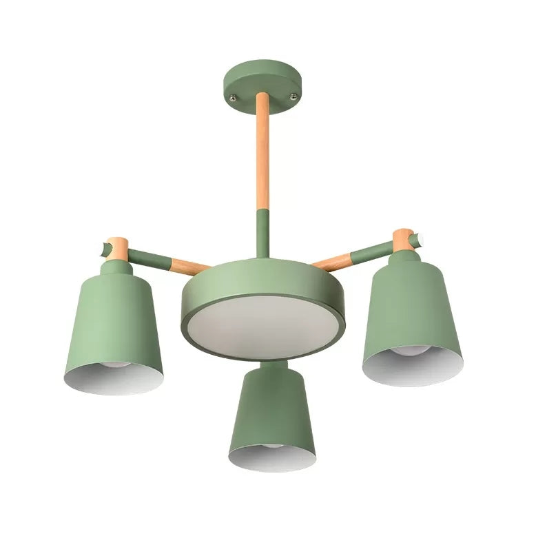 Bell Shade Kindergarten Chandelier Metal 4 Heads Nordic Stylish Pendant Light in Green Clearhalo 'Ceiling Lights' 'Chandeliers' Lighting' options 98776