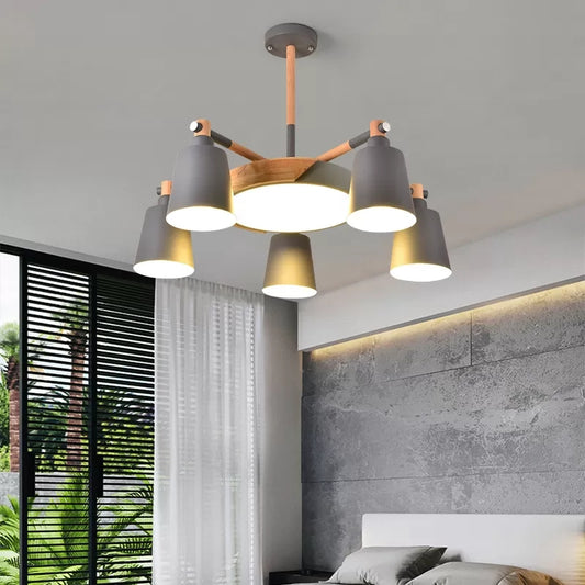 Metal Bell Hanging Light Office Restaurant Nordic Style Chandelier in Grey Finish Clearhalo 'Ceiling Lights' 'Chandeliers' Lighting' options 98779