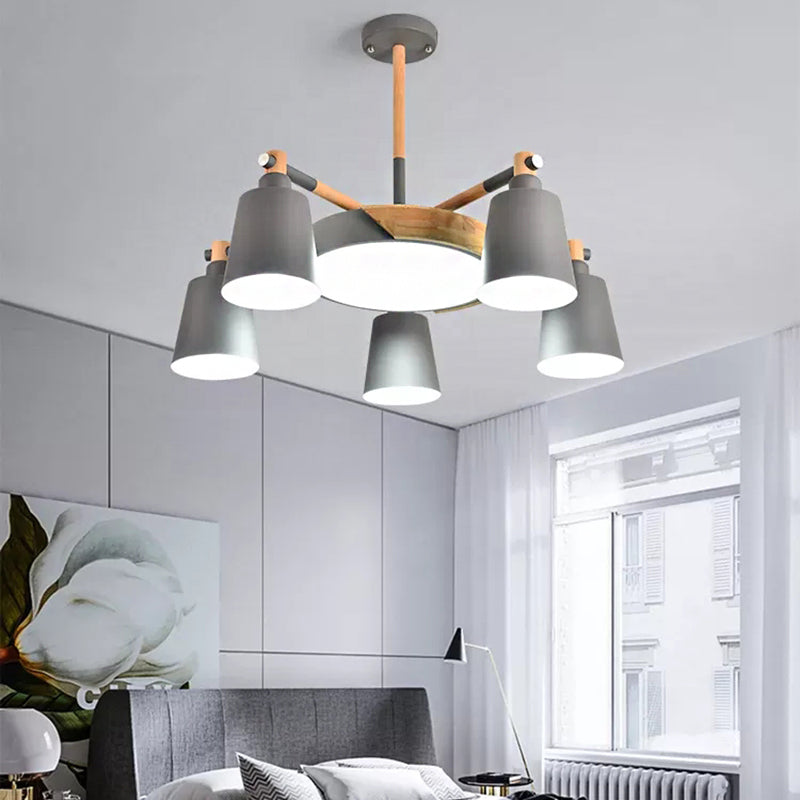 Metal Bell Hanging Light Office Restaurant Nordic Style Chandelier in Grey Finish Clearhalo 'Ceiling Lights' 'Chandeliers' Lighting' options 98780