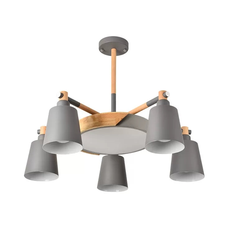 Metal Bell Hanging Light Office Restaurant Nordic Style Chandelier in Grey Finish Clearhalo 'Ceiling Lights' 'Chandeliers' Lighting' options 98781