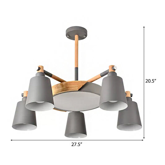 Metal Bell Hanging Light Office Restaurant Nordic Style Chandelier in Grey Finish Clearhalo 'Ceiling Lights' 'Chandeliers' Lighting' options 98782