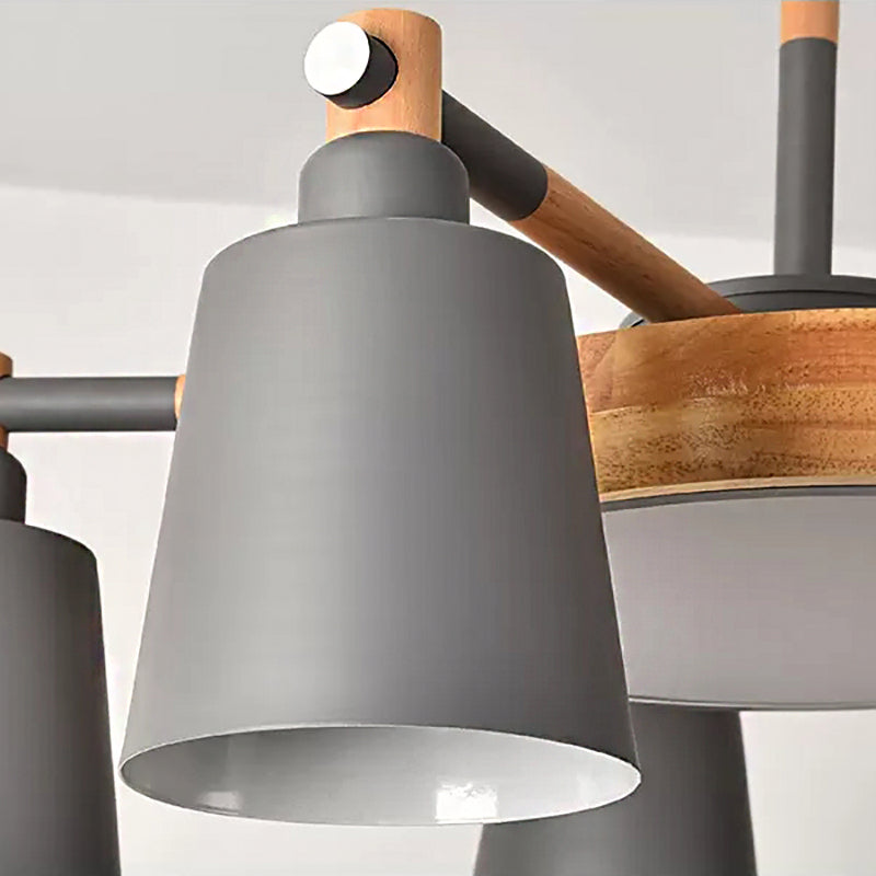 Metal Bell Hanging Light Office Restaurant Nordic Style Chandelier in Grey Finish Clearhalo 'Ceiling Lights' 'Chandeliers' Lighting' options 98783