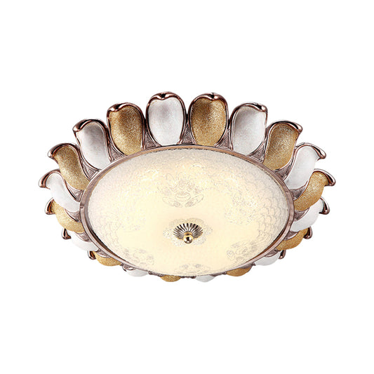 Textured Glass Sunflower Ceiling Lamp Countryside Bedroom 14"/18"/22" Wide LED Flush Mounted Light in Silver/Gold Clearhalo 'Ceiling Lights' 'Close To Ceiling Lights' 'Close to ceiling' 'Flush mount' Lighting' 987850