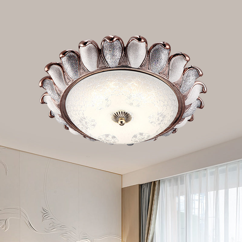 Textured Glass Sunflower Ceiling Lamp Countryside Bedroom 14"/18"/22" Wide LED Flush Mounted Light in Silver/Gold Clearhalo 'Ceiling Lights' 'Close To Ceiling Lights' 'Close to ceiling' 'Flush mount' Lighting' 987856