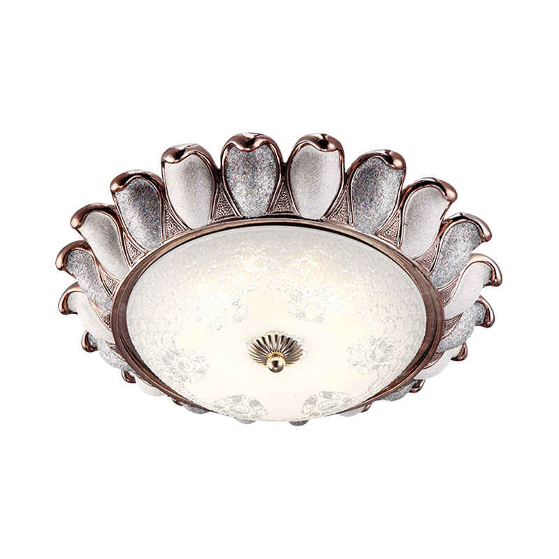 Textured Glass Sunflower Ceiling Lamp Countryside Bedroom 14"/18"/22" Wide LED Flush Mounted Light in Silver/Gold Clearhalo 'Ceiling Lights' 'Close To Ceiling Lights' 'Close to ceiling' 'Flush mount' Lighting' 987857