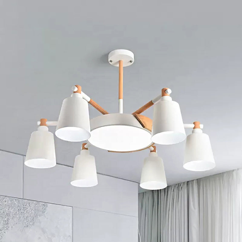 Nordic Stylish Bucket Hanging Light Metal 7 Heads White Chandelier for Bedroom Clearhalo 'Ceiling Lights' 'Chandeliers' Lighting' options 98787