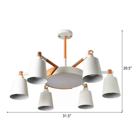 Nordic Stylish Bucket Hanging Light Metal 7 Heads White Chandelier for Bedroom Clearhalo 'Ceiling Lights' 'Chandeliers' Lighting' options 98790