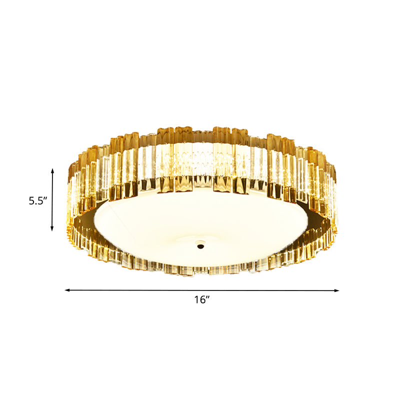 Chrome Drum Flushmount Light Contemporary K9 Crystal Rectangle LED Flush Mounted Lamp Fixture Clearhalo 'Ceiling Lights' 'Close To Ceiling Lights' 'Close to ceiling' 'Flush mount' Lighting' 987961