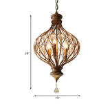 Beveled Glass Crystal Lantern Chandelier Contemporary 3-Light Living Room Hanging Pendant Light in Bronze Clearhalo 'Ceiling Lights' 'Chandeliers' 'Modern Chandeliers' 'Modern' Lighting' 988308