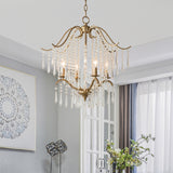 Candlestick Restaurant Ceiling Chandelier Modernism Hanging Crystal Droplet 3/4-Light Gold Lighting Fixture Clearhalo 'Ceiling Lights' 'Chandeliers' Lighting' options 988334