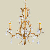 4 Lights Ceiling Pendant Light Contemporary Candlestick Crystal Drip Classic Chandelier Lighting Fixture in Gold Clearhalo 'Ceiling Lights' 'Chandeliers' Lighting' options 988348