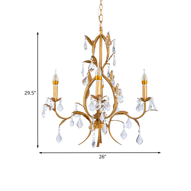 4 Lights Ceiling Pendant Light Contemporary Candlestick Crystal Drip Classic Chandelier Lighting Fixture in Gold Clearhalo 'Ceiling Lights' 'Chandeliers' Lighting' options 988349