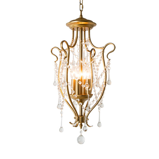 Oil Lamp Hanging Pendant Traditional 4-Light Faceted Crystal Balls Ceiling Chandelier in Gold Clearhalo 'Ceiling Lights' 'Chandeliers' Lighting' options 988351